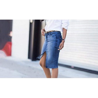 How to wear a denim pencil skirt?