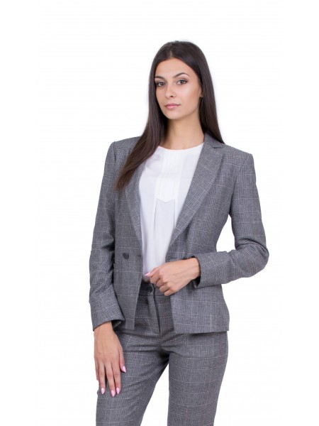 Women's Plaid Jacket in Gray from Wool 19526 / 2020