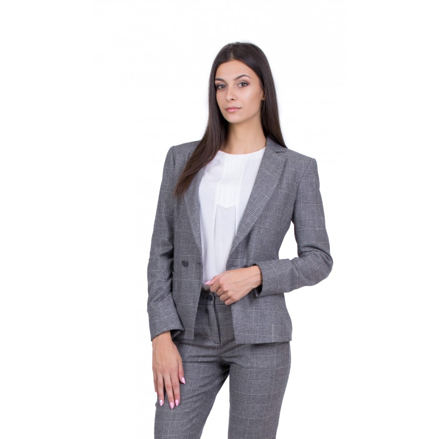 Women's Plaid Jacket in Gray from Wool 19526 / 2020