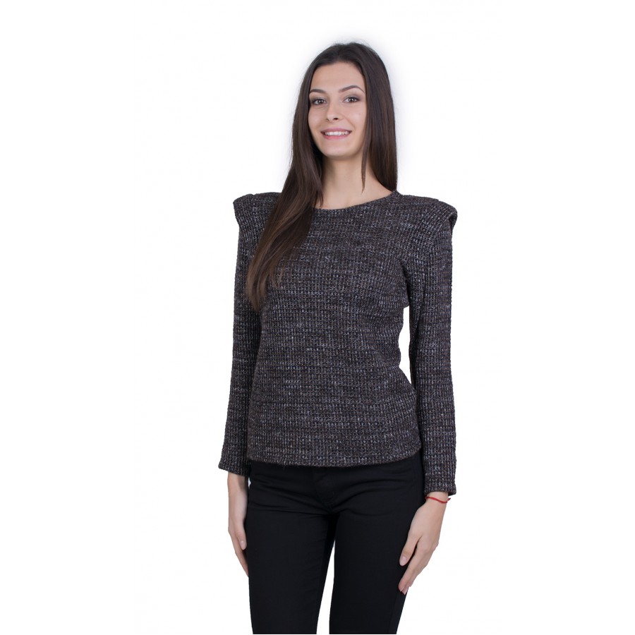 Brown Women's Blouse with Long Sleeves 18583 / 2019