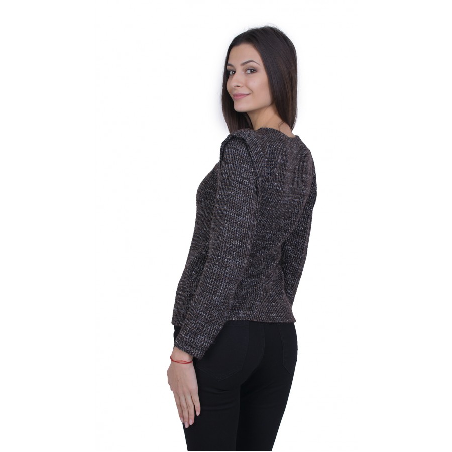 Brown Women's Blouse with Long Sleeves 18583 / 2019