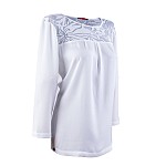 Bluză albă din satin cu dantelă 23524 / 2023 Bluză albă din satin cu dantelă 23524 / 2023
