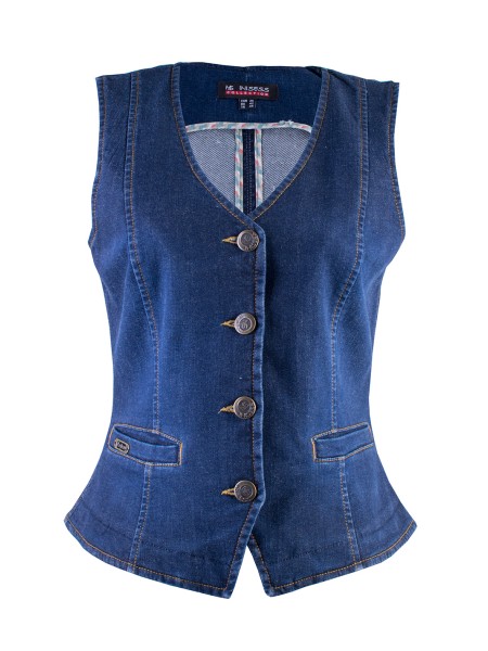 Blue Quilted Denim Vest 23514 / 2023