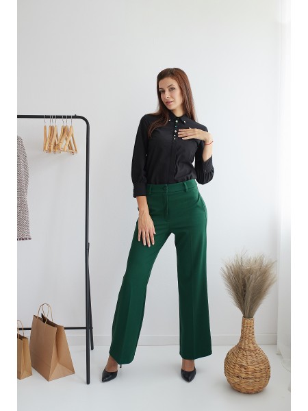 Stylish Black Shirt with Hand Sewn Decorative Stones 24504 / 2024 Stylish Black Shirt with Hand Sewn Decorative Stones 24504 / 2024