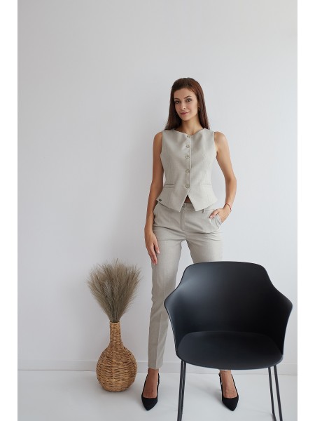 Women's Beige Pants with Discreet Lamé 24512 / 2024 Women's Beige Pants with Discreet Lamé 24512 / 2024