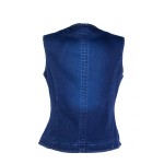 Classic Women's Quilted Denim Vest – Round Neck 25523 / 2025 Classic Women's Quilted Denim Vest – Round Neck 25523 / 2025