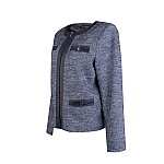 Women's Wool Jacket in Grey Melange with Leather Details 25501 / 2025 Women's Wool Jacket in Grey Melange with Leather Details 25501 / 2025