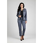 Women's Wool Jacket in Grey Melange with Leather Details 25501 / 2025 Women's Wool Jacket in Grey Melange with Leather Details 25501 / 2025