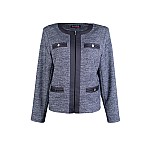 Women's Wool Jacket in Grey Melange with Leather Details 25501 / 2025 Women's Wool Jacket in Grey Melange with Leather Details 25501 / 2025