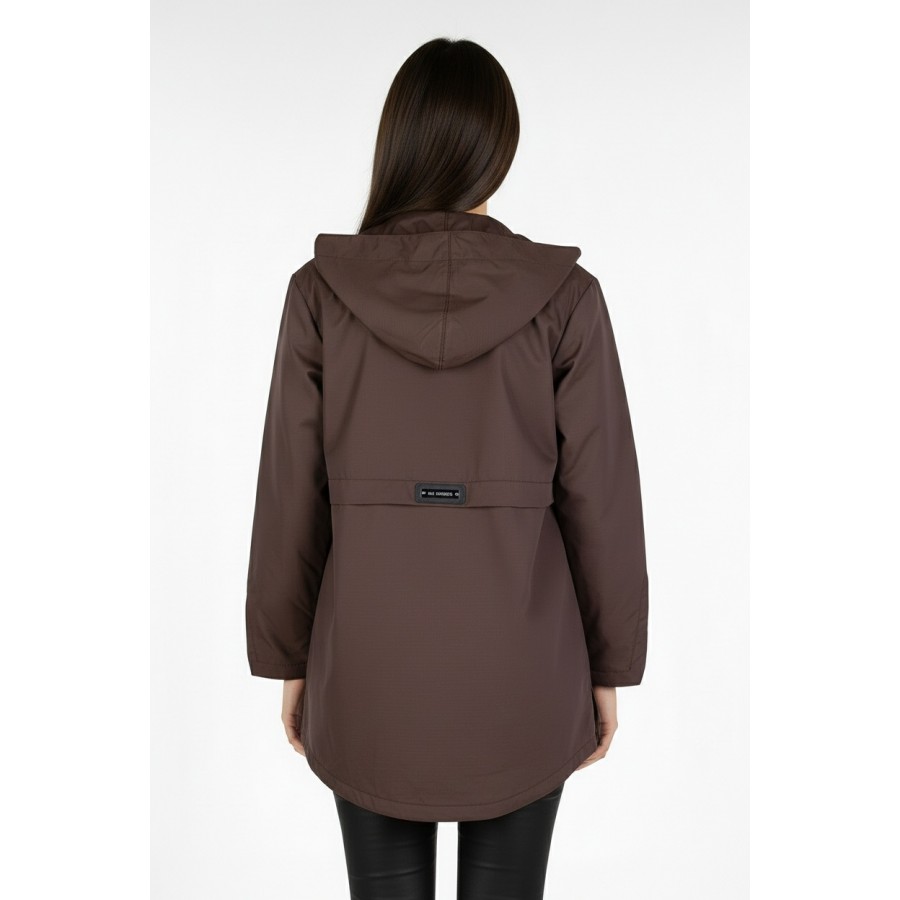 Women's Waterproof Jacket with Hood in Brown 25509 / 2025 Women's Waterproof Jacket with Hood in Brown 25509 / 2025