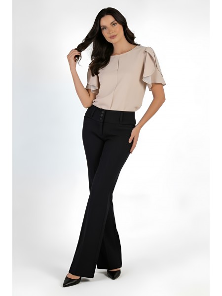 Elegant Autumn-Winter Wide Leg Trousers 25503 Black / 2025