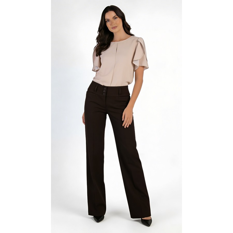 Classic Women's Straight Leg Trousers 25503 Brown / 2025 Classic Women's Straight Leg Trousers 25503 Brown / 2025