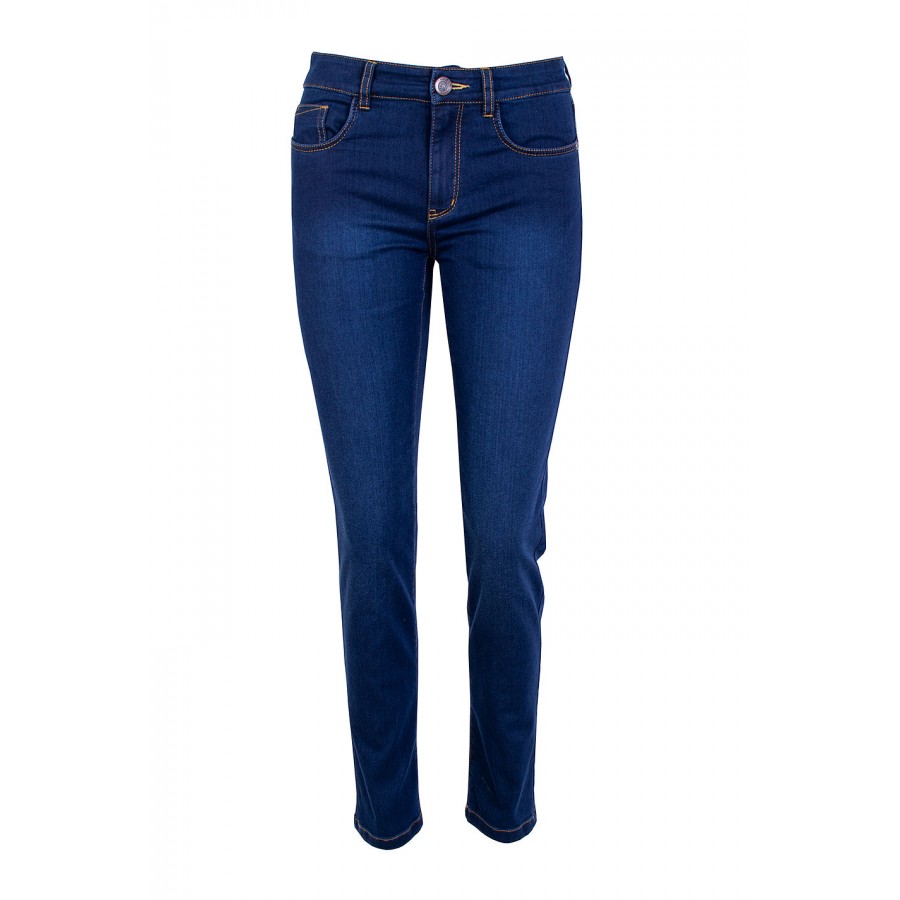 Women's Stretch Jeans with Decorative Orange Stripes 25507 / 2025