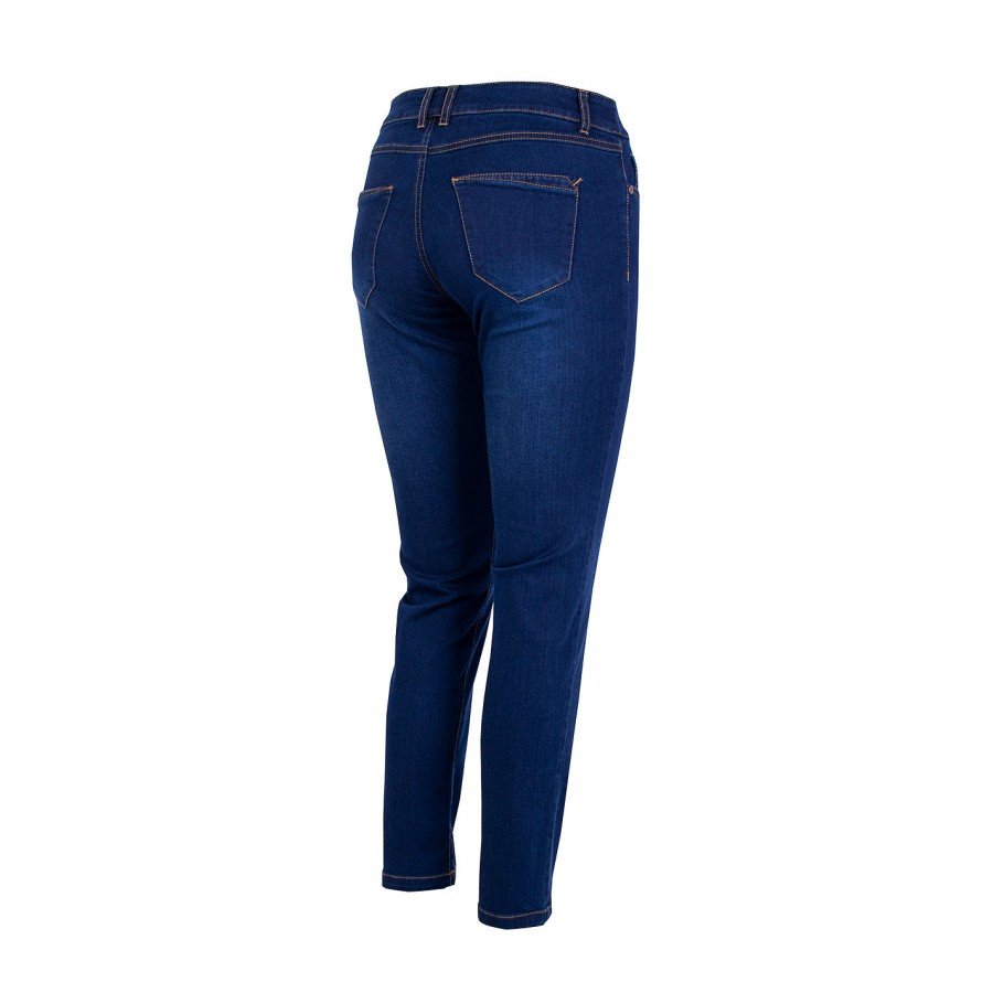 Women's Stretch Jeans with Decorative Orange Stripes 25507 / 2025