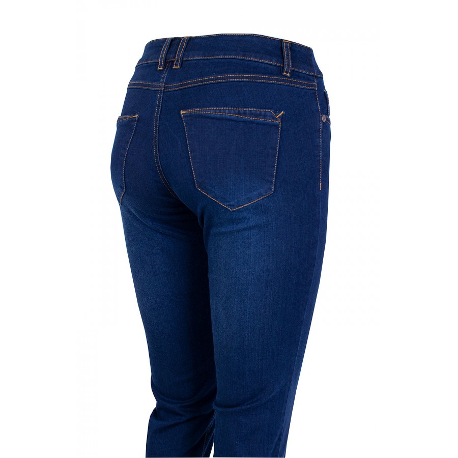 Women's Stretch Jeans with Decorative Orange Stripes 25507 / 2025