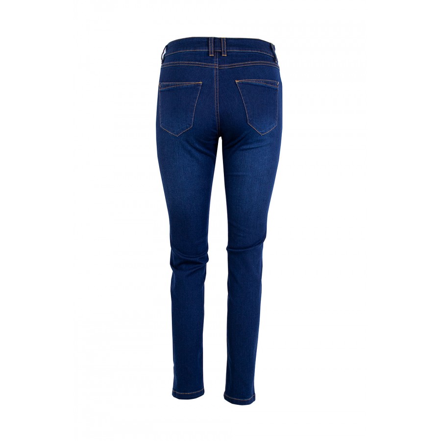 Women's Stretch Jeans with Decorative Orange Stripes 25507 / 2025