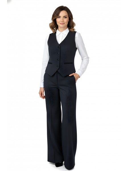 Classic Black Women's Wide Leg Trousers with Hem 25511 / 2025 Classic Black Women's Wide Leg Trousers with Hem 25511 / 2025