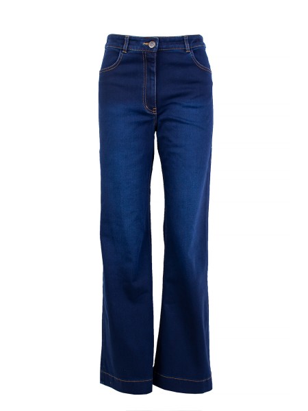 Quilted Women's Navy Blue Jeans with Wide Legs – Hit Model 25521 / 2025