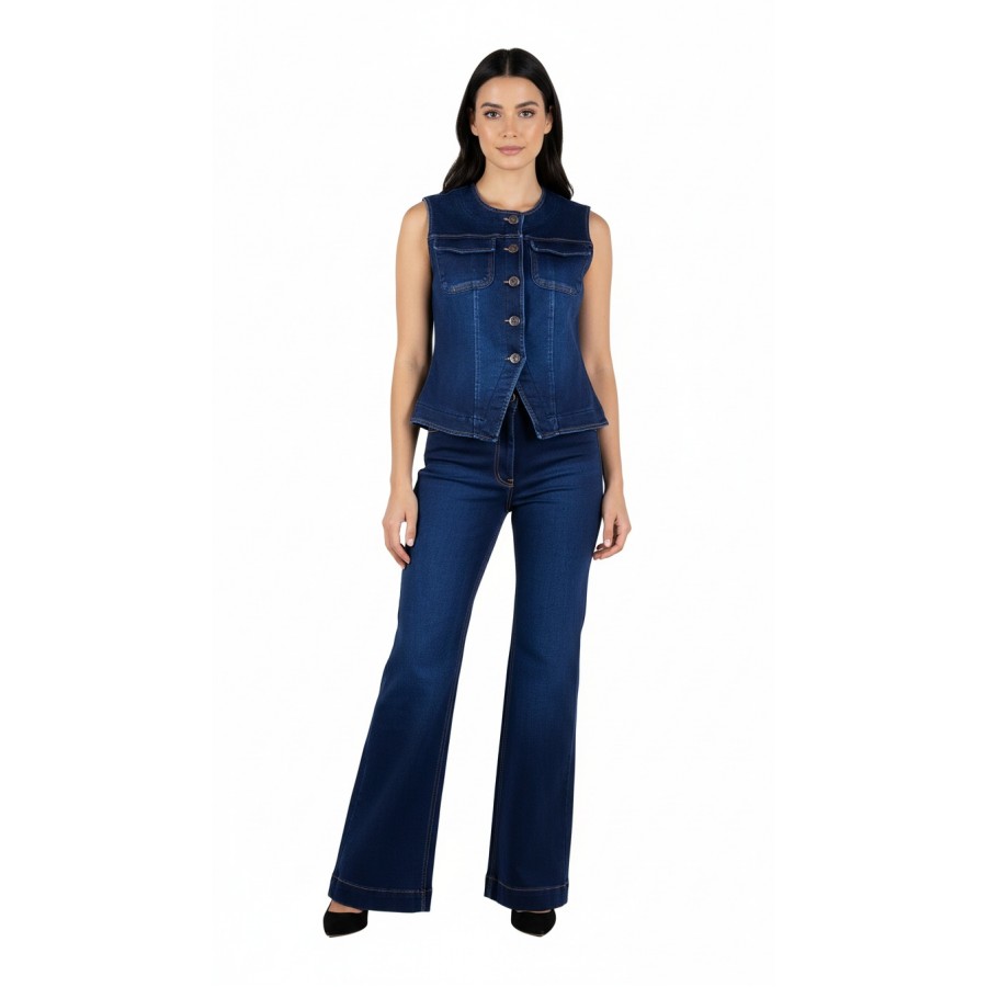 Blugi matlasați bleumarin pentru femei cu picior lat – Model Hit 25521 / 2025 Blugi matlasați bleumarin pentru femei cu picior lat – Model Hit 25521 / 2025