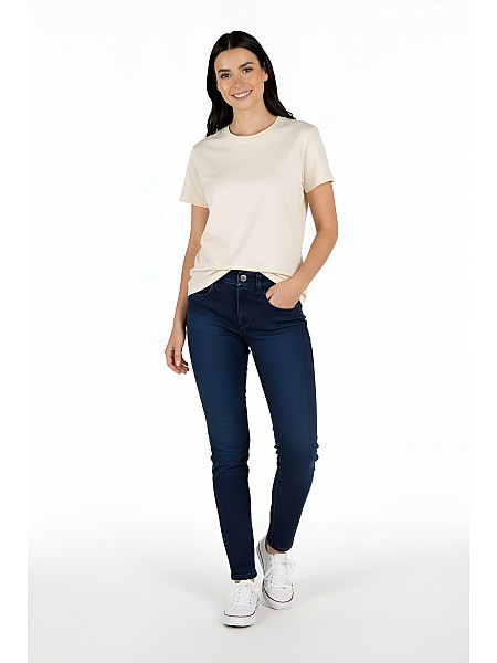 Quilted Women's Jeans in Navy Blue 9/10 – Classic with Coziness 25525 / 2026