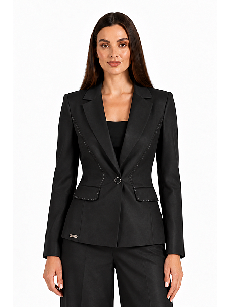 Formal Tencel Jacket in Black with Elegant Dots 26129 / 2026