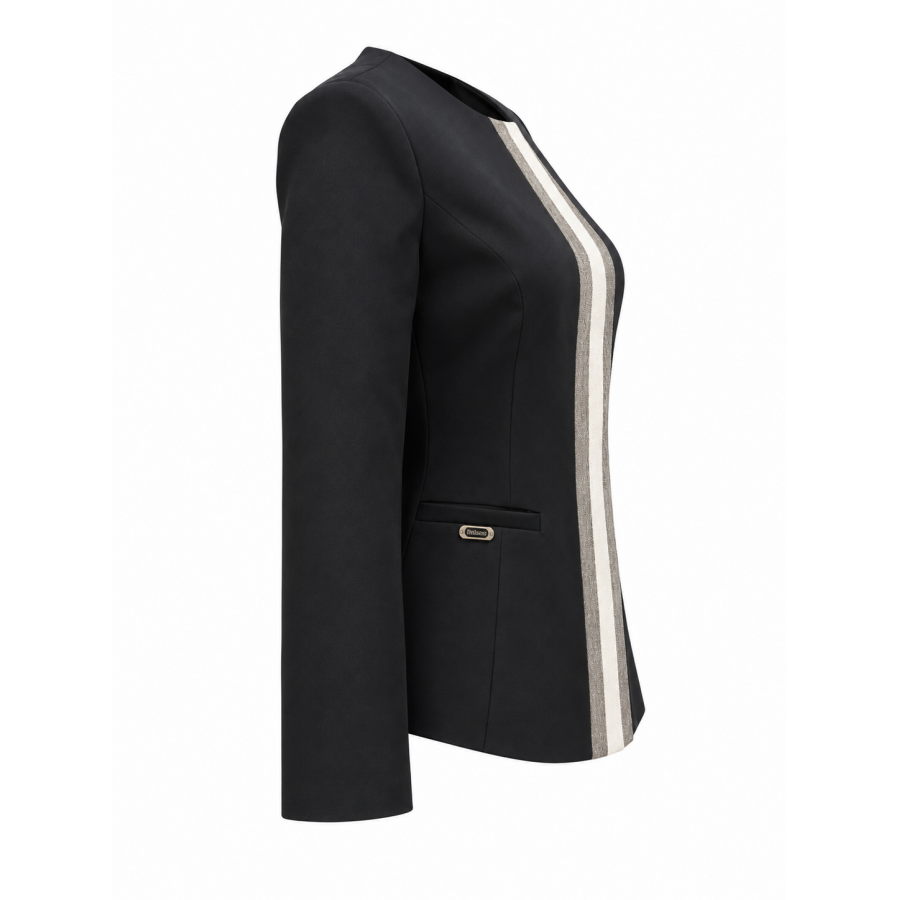 Women's Black Jacket with Elegant Lame Trim 26502 / 2026 Women's Black Jacket with Elegant Lame Trim 26502 / 2026