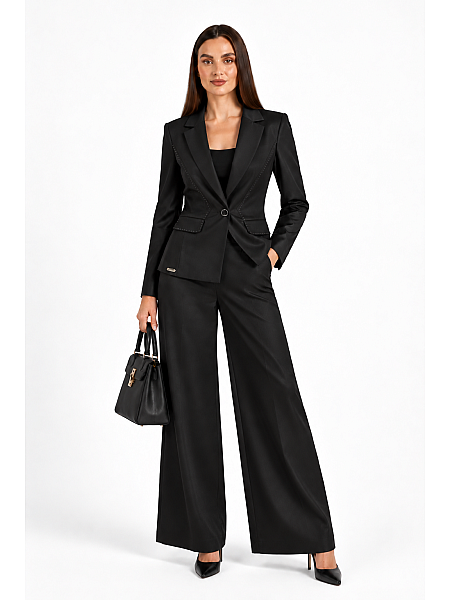 Women's Black Tencel Suit with Blazer and Trousers 26129 - 128 black / 2026