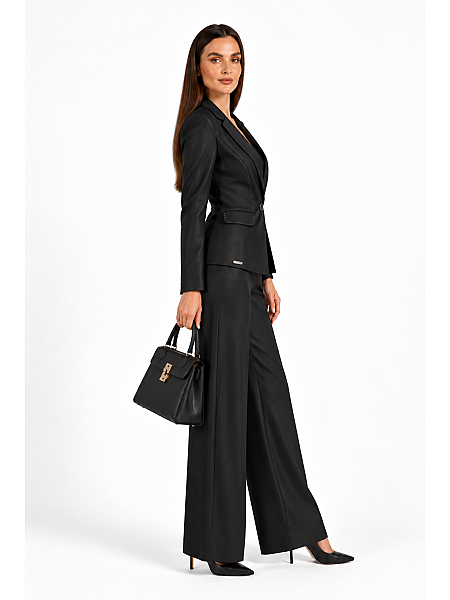 Women's Black Tencel Suit with Blazer and Trousers 26129 - 128 black / 2026 Women's Black Tencel Suit with Blazer and Trousers 26129 - 128 black / 2026