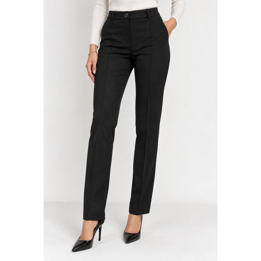 Elegant Women's Black Trousers with Stitched Crease 26501 / 2026 Elegant Women's Black Trousers with Stitched Crease 26501 / 2026