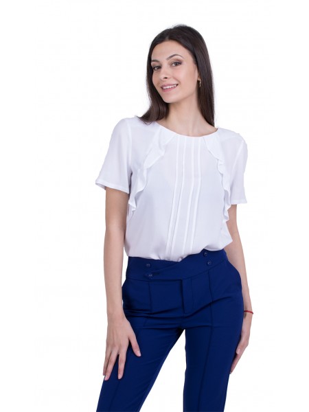 Women's Blouse with Short Sleeves 22138 WHITE / 2022