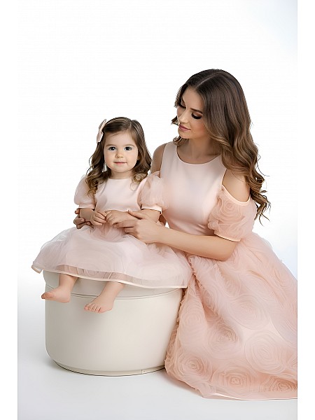 Mother and Daughter Dress Set in Powder Color - Tenderness and Elegance 25704 - 703 / 2025