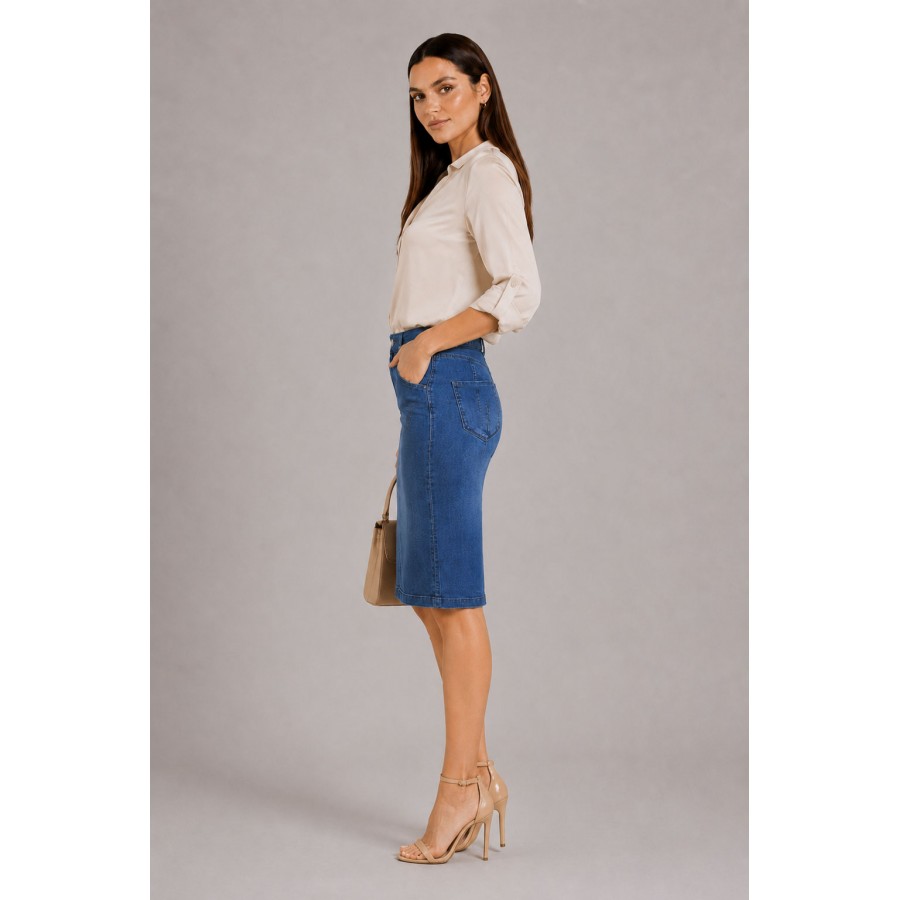Fustă din denim de vară de vară P 17144 Fustă din denim de vară de vară P 17144
