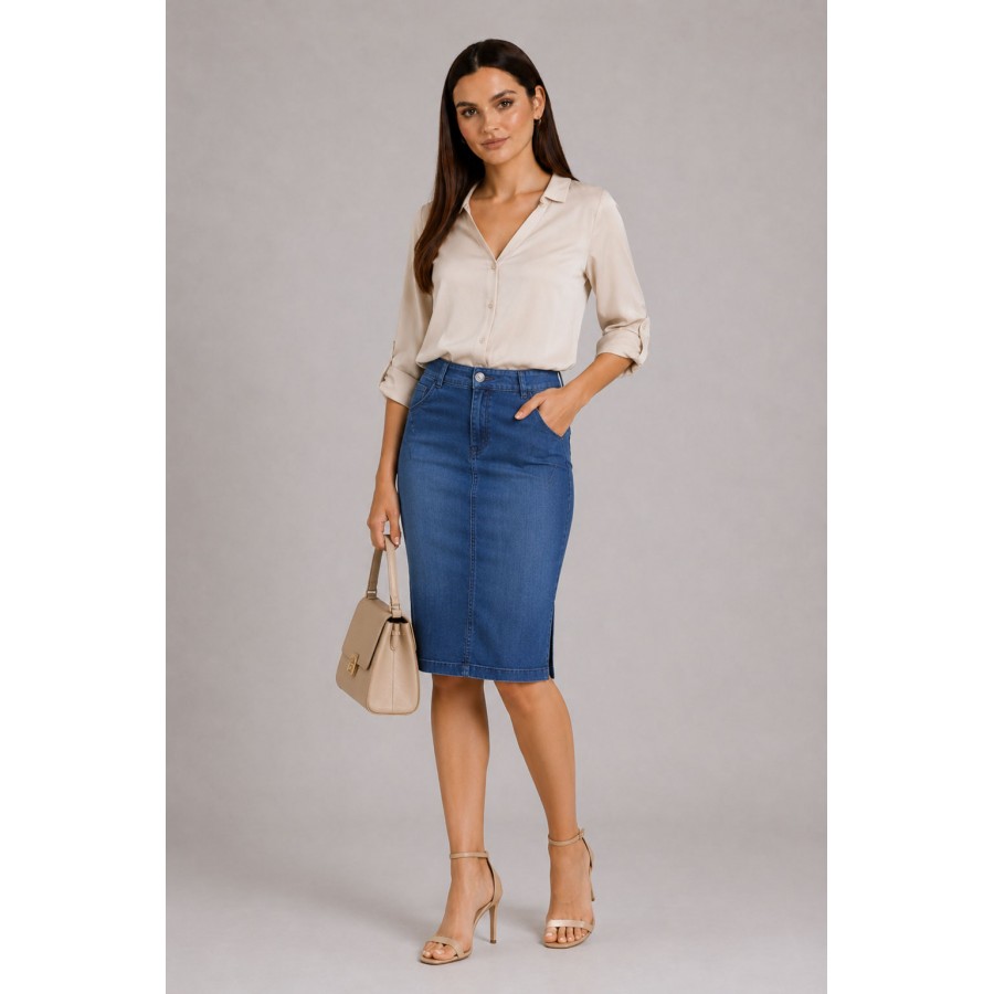 Fustă din denim de vară de vară P 17144 Fustă din denim de vară de vară P 17144