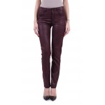 Sporty-elegant, cotton women's trousers in burgundy N 18114