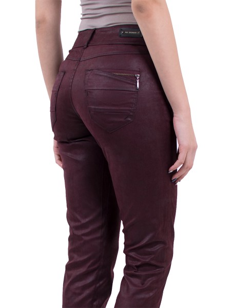 Sporty-elegant, cotton women's trousers in burgundy N 18114