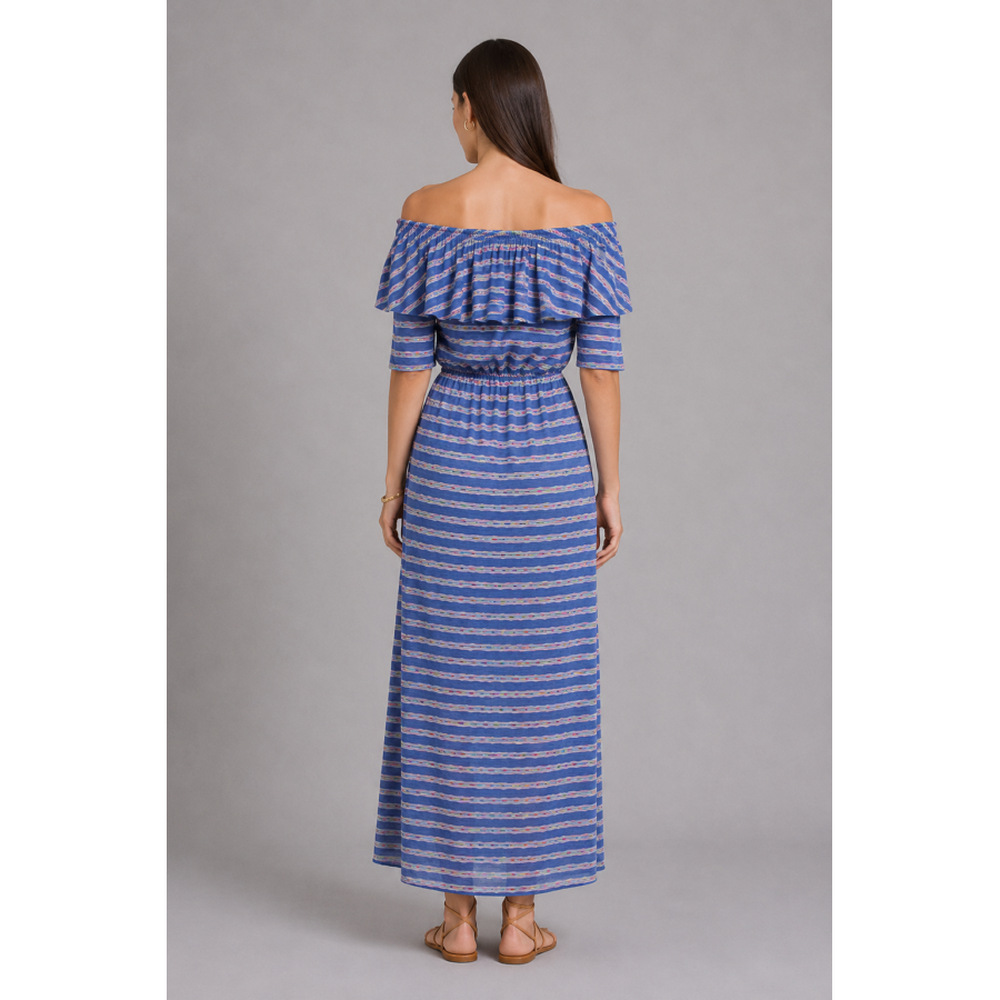 Rochie lungă din bumbac tricotată din bumbac R 18167 Rochie lungă din bumbac tricotată din bumbac R 18167