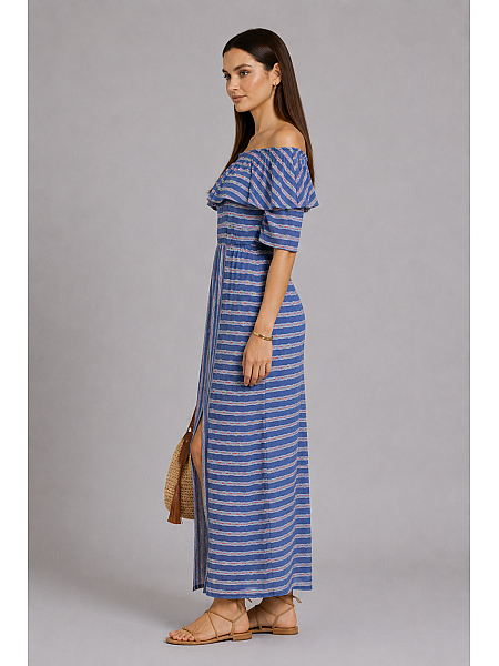Rochie lungă din bumbac tricotată din bumbac R 18167 Rochie lungă din bumbac tricotată din bumbac R 18167