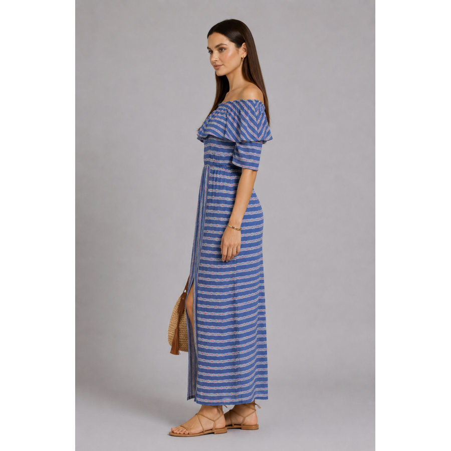 Rochie lungă din bumbac tricotată din bumbac R 18167 Rochie lungă din bumbac tricotată din bumbac R 18167