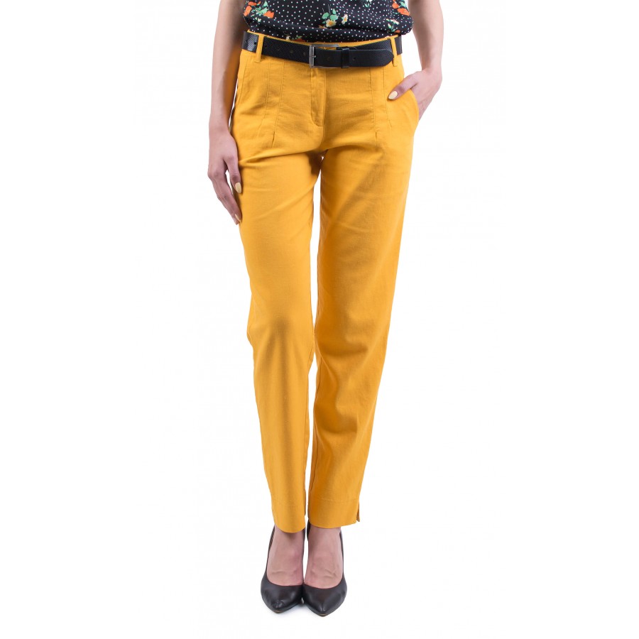 Yellow women's trousers N 19220 / 2019