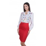 Ladies Set White Blouse with Red Skirt 20157 - 151