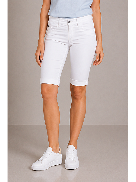 Pantaloni scurți din bumbac alb Bermuda în aspect clasic N 20298 / 2020