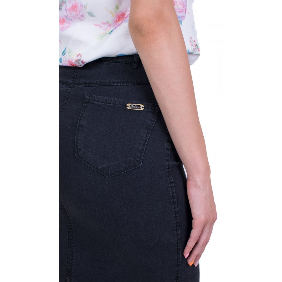 Fusta din denim negru drept 20154 Fusta din denim negru drept 20154