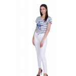 Women's Blouse Set with White Cotton Pants 19213 - 167 / 2019