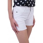 Pantaloni scurți din bumbac alb Bermuda în aspect clasic N 20298 / 2020
