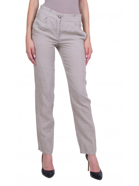 Women's Linen Pants in Beige N 20194 / 2020