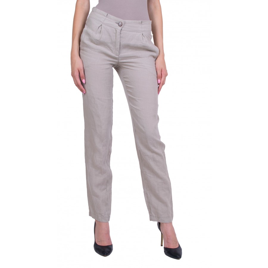 Women's Linen Pants in Beige N 20194 / 2020