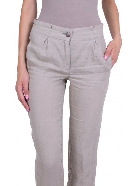 Women's Linen Pants in Beige N 20194 / 2020