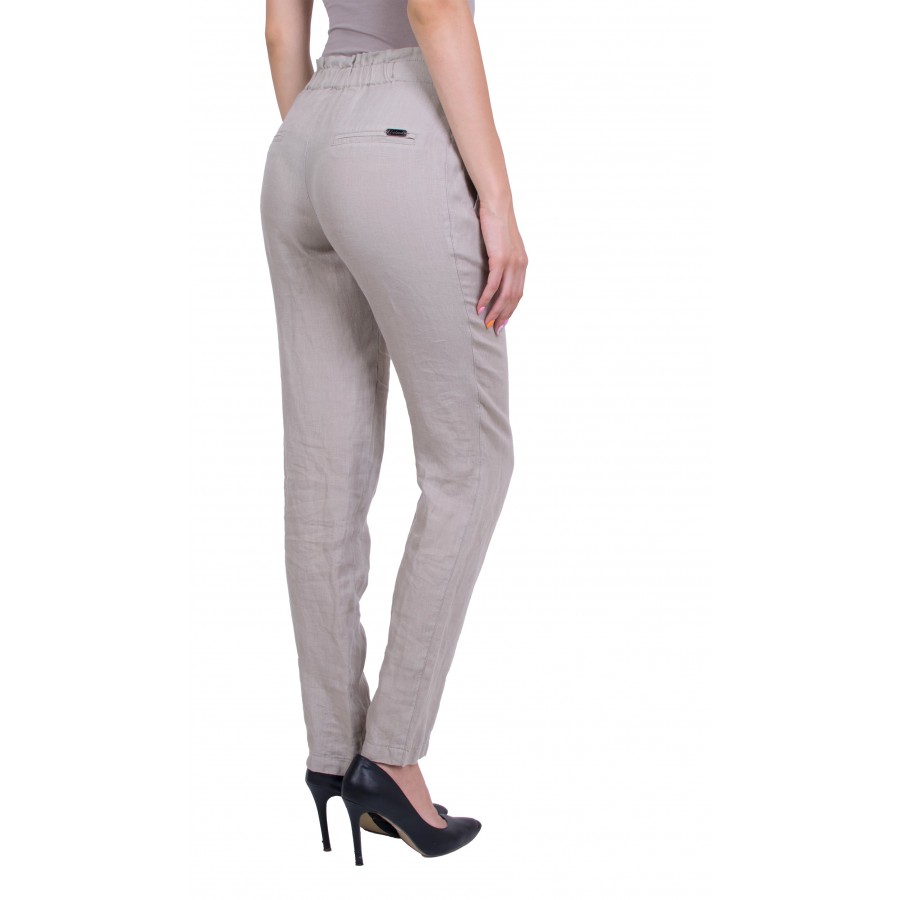 Women's Linen Pants in Beige N 20194 / 2020