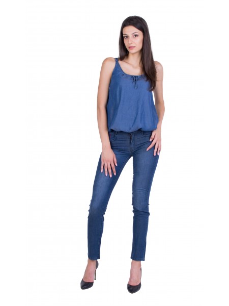 ▷ Women's Set of Denim Vest with Pants 