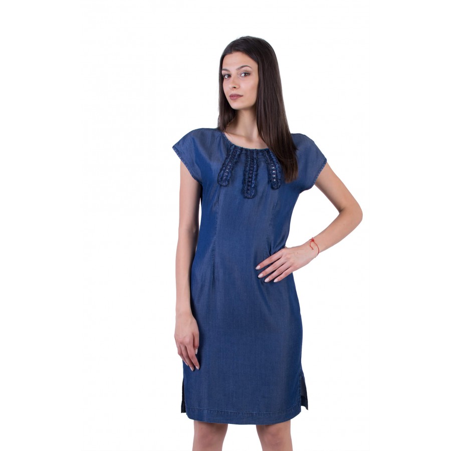 Women's Casual Denim Shirt Dress Short Sleeve Button Down Flowy Lapel Jean  Dress High Waist Babydoll Top Denim Midi Dresses (Dark Blue, Small) at  Amazon Women's Clothing store